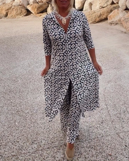 Ensemble deux-pièces imprimé élégant pour un style au quotidien
