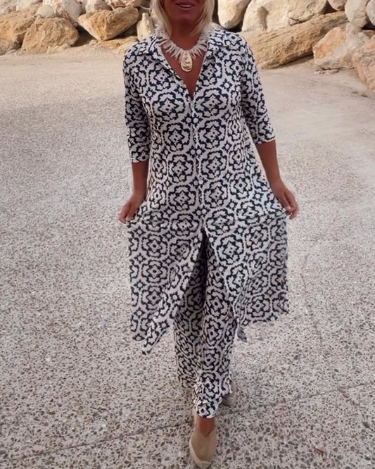 Ensemble deux-pièces imprimé élégant pour un style au quotidien