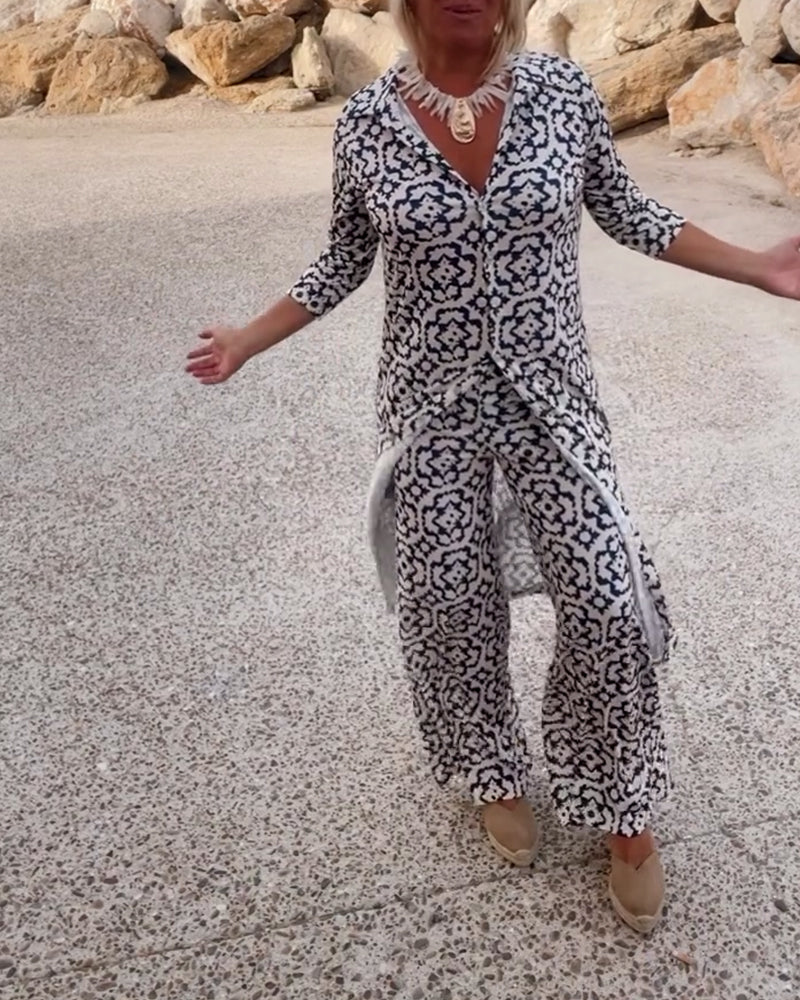 Ensemble deux-pièces imprimé élégant pour un style au quotidien