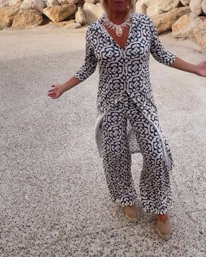 Ensemble deux-pièces imprimé élégant pour un style au quotidien