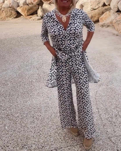 Ensemble deux-pièces imprimé élégant pour un style au quotidien