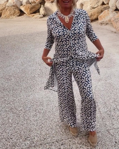 Ensemble deux-pièces imprimé élégant pour un style au quotidien