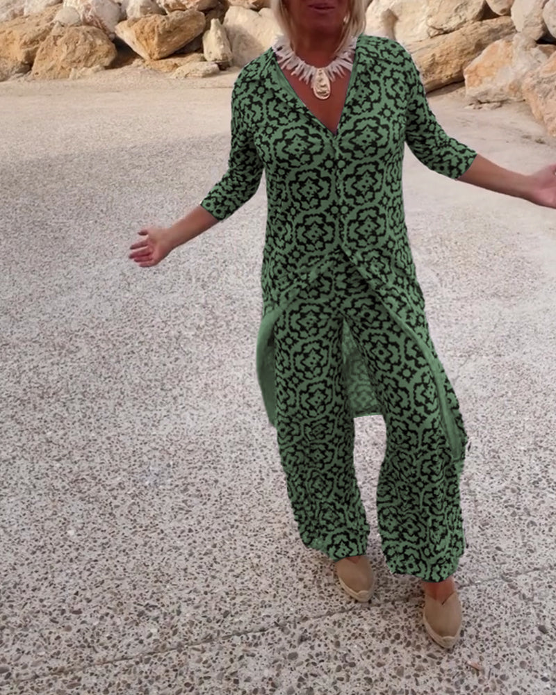 Ensemble deux-pièces imprimé élégant pour un style au quotidien