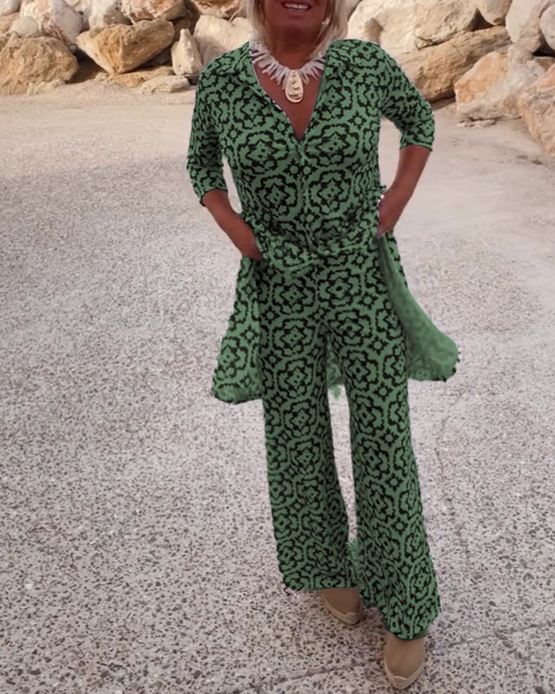 Ensemble deux-pièces imprimé élégant pour un style au quotidien