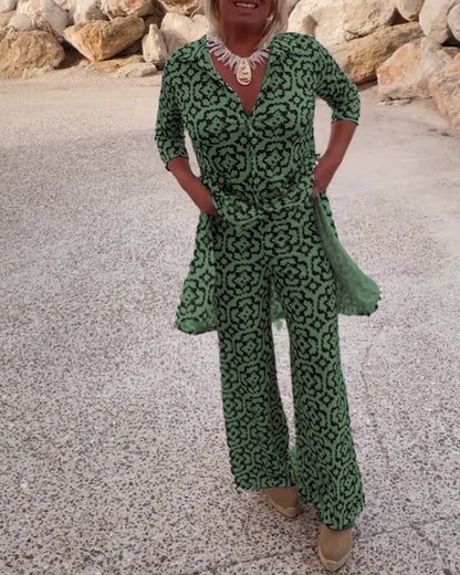 Ensemble deux-pièces imprimé élégant pour un style au quotidien