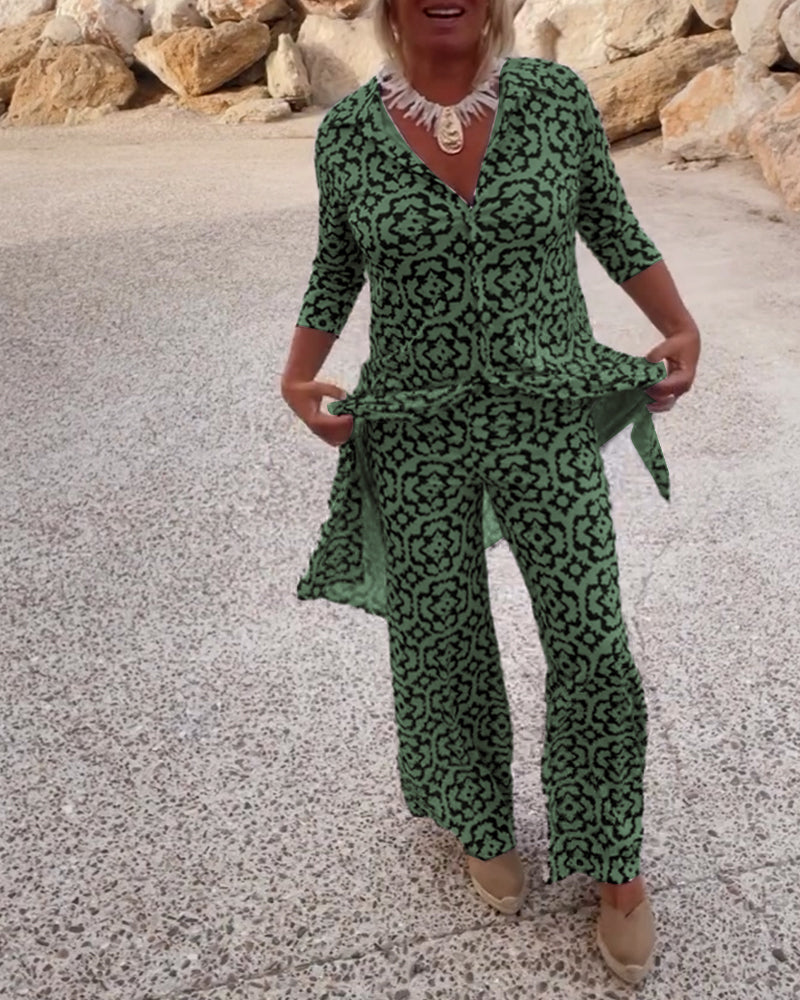 Ensemble deux-pièces imprimé élégant pour un style au quotidien