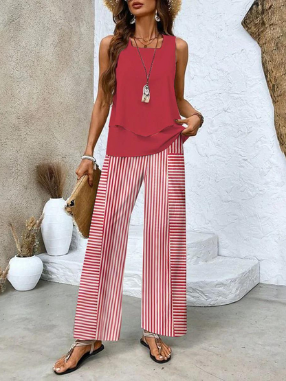 Ensemble femme élégant à motif floral avec pantalon confortable