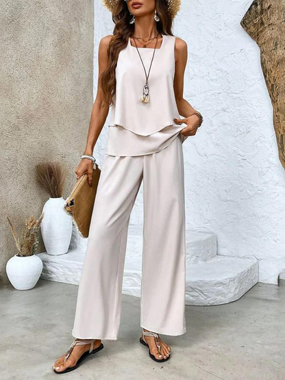 Ensemble femme élégant à motif floral avec pantalon confortable