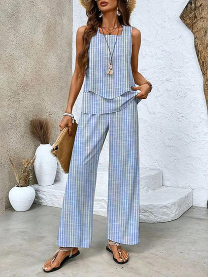 Ensemble femme élégant à motif floral avec pantalon confortable