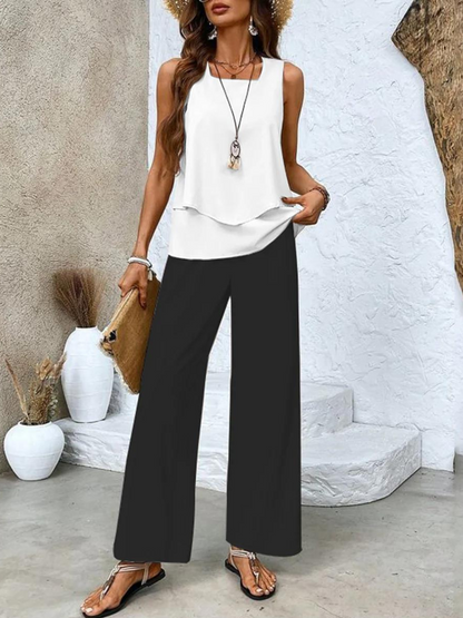 Ensemble femme élégant à motif floral avec pantalon confortable