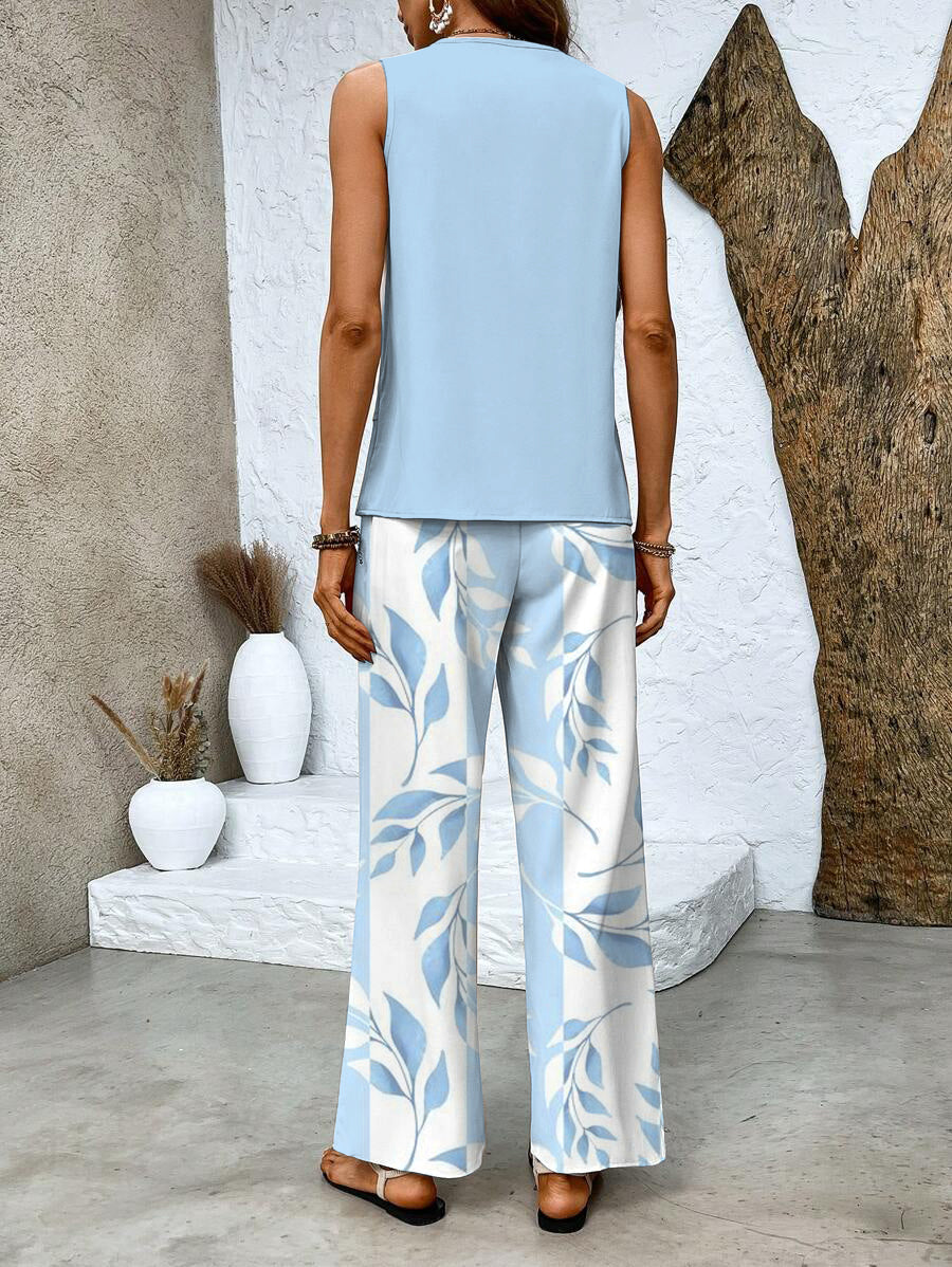 Ensemble femme élégant à motif floral avec pantalon confortable