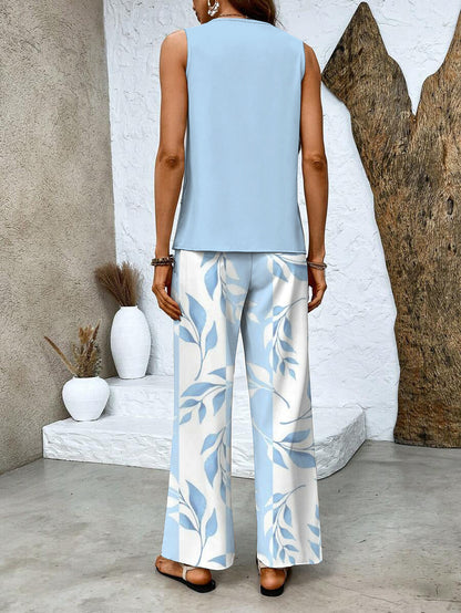 Ensemble femme élégant à motif floral avec pantalon confortable