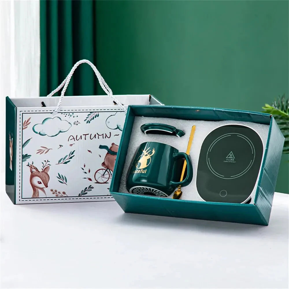 Ensemble innovant de mugs chauffants – tasse en céramique avec chauffe-tasse intelligent
