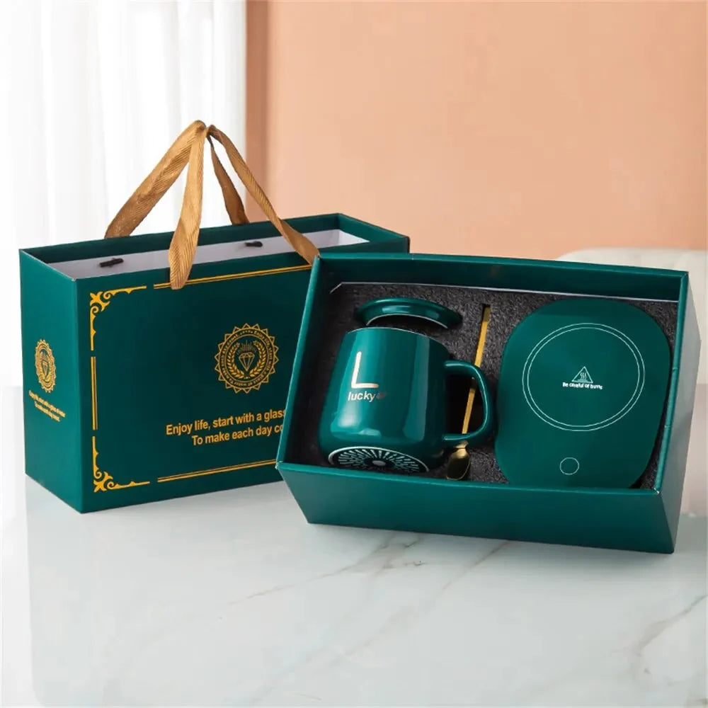 Ensemble innovant de mugs chauffants – tasse en céramique avec chauffe-tasse intelligent