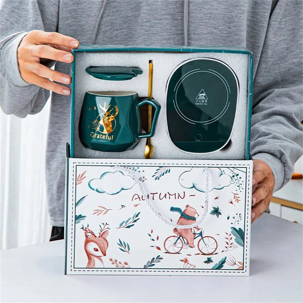 Ensemble innovant de mugs chauffants – tasse en céramique avec chauffe-tasse intelligent