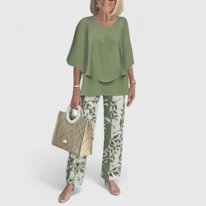 Ensemble pantalon deux pièces à coupe décontractée pour femme
