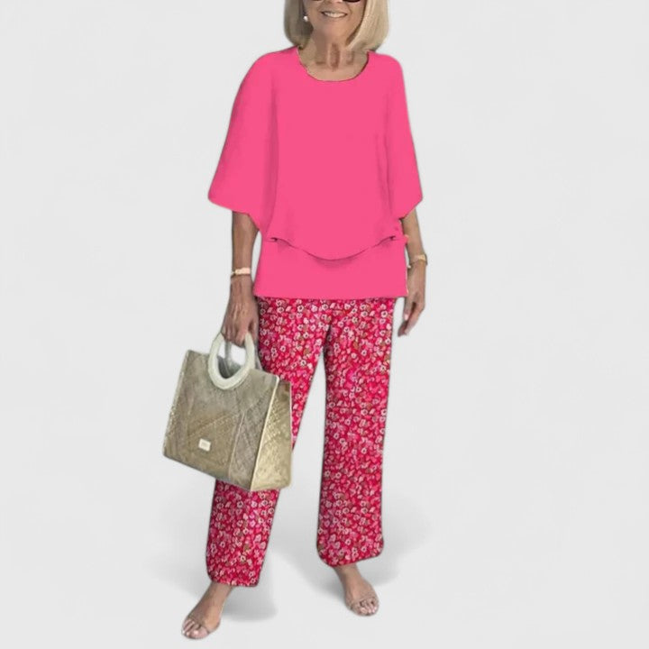 Ensemble pantalon deux pièces à coupe décontractée pour femme