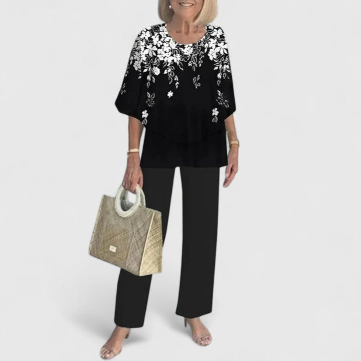 Ensemble pantalon deux pièces à coupe décontractée pour femme