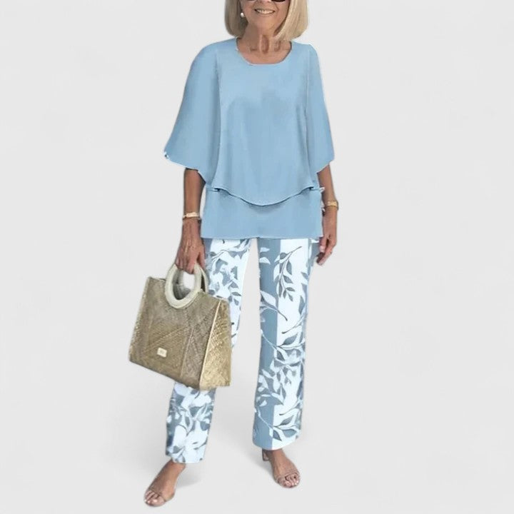 Ensemble pantalon deux pièces à coupe décontractée pour femme