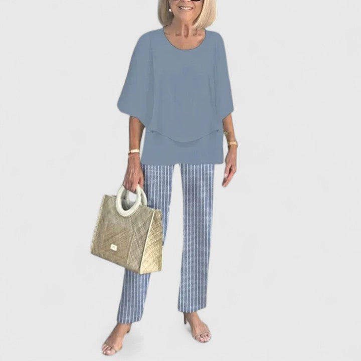 Ensemble pantalon deux pièces à coupe décontractée pour femme