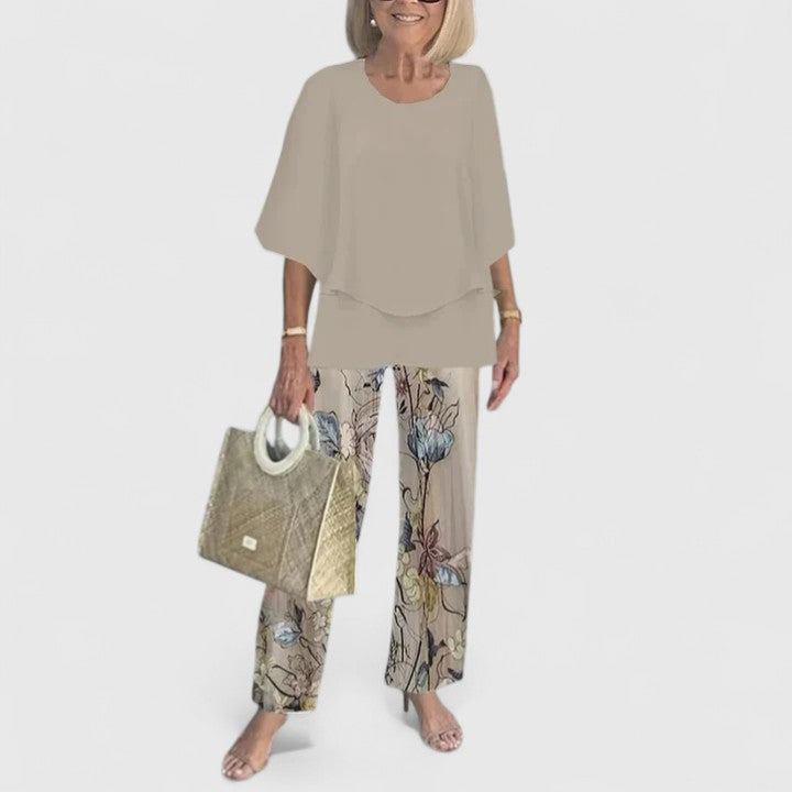 Ensemble pantalon deux pièces à coupe décontractée pour femme