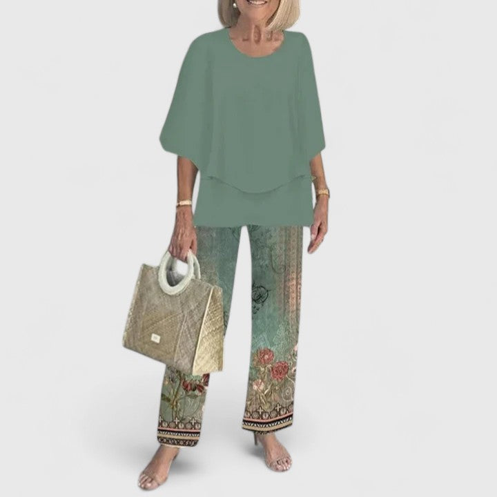 Ensemble pantalon deux pièces à coupe décontractée pour femme