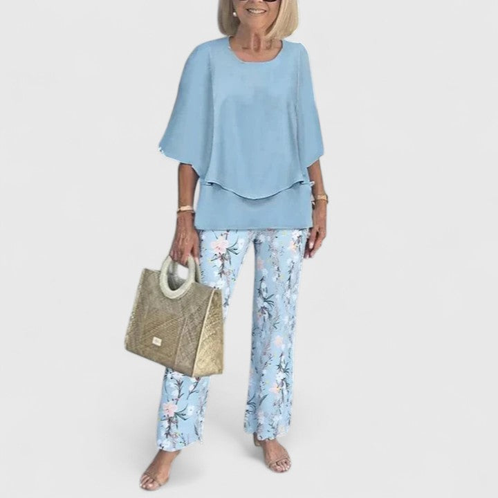 Ensemble pantalon deux pièces à coupe décontractée pour femme