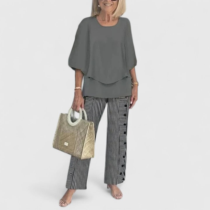 Ensemble pantalon deux pièces à coupe décontractée pour femme