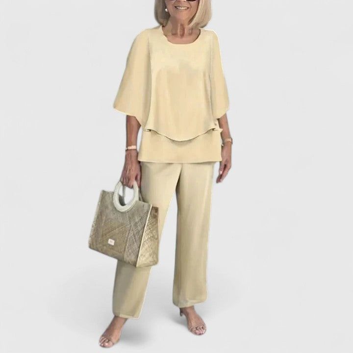 Ensemble pantalon deux pièces à coupe décontractée pour femme