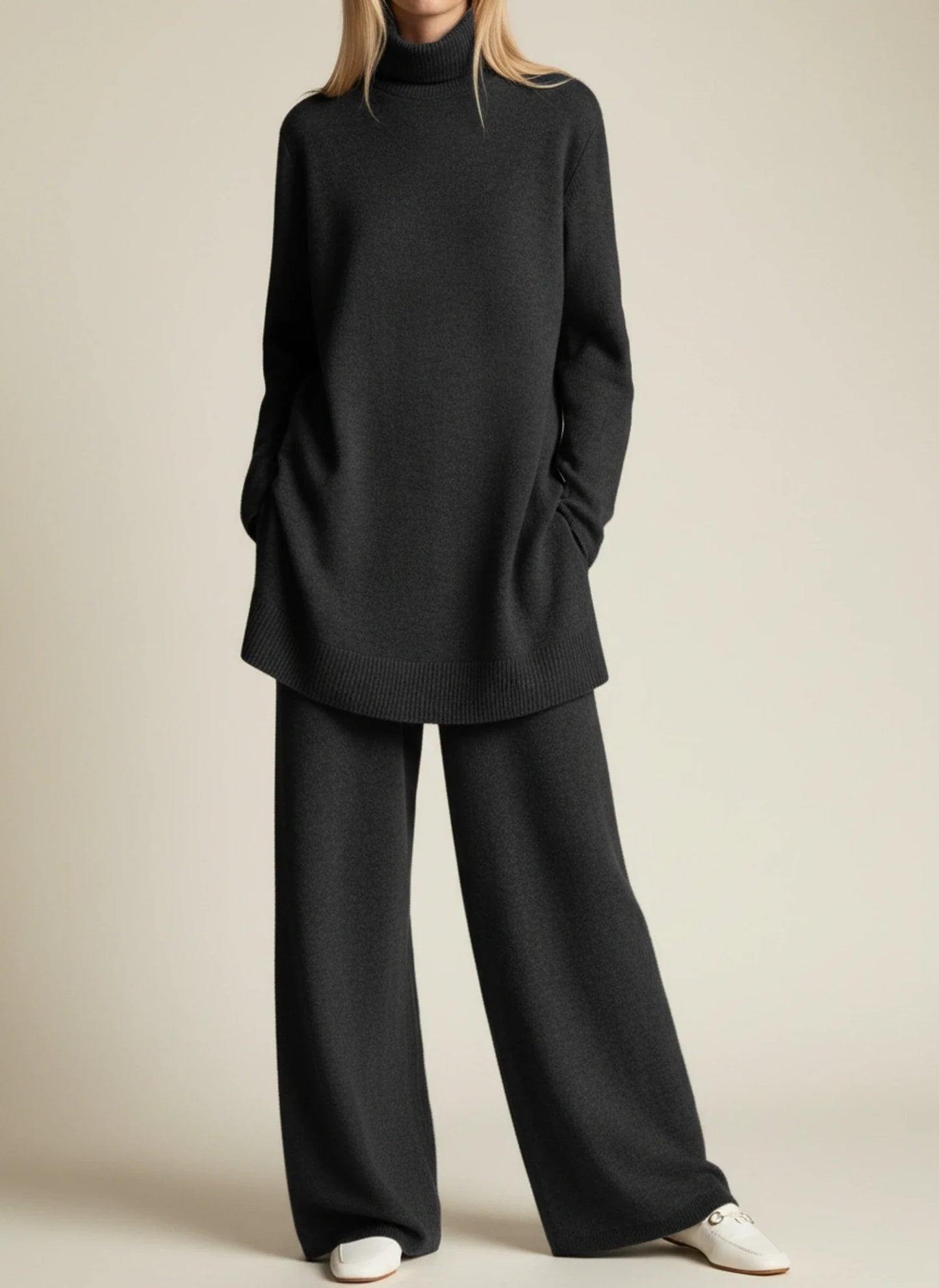 Ensemble pantalon femme à jambes larges, coupe décontractée