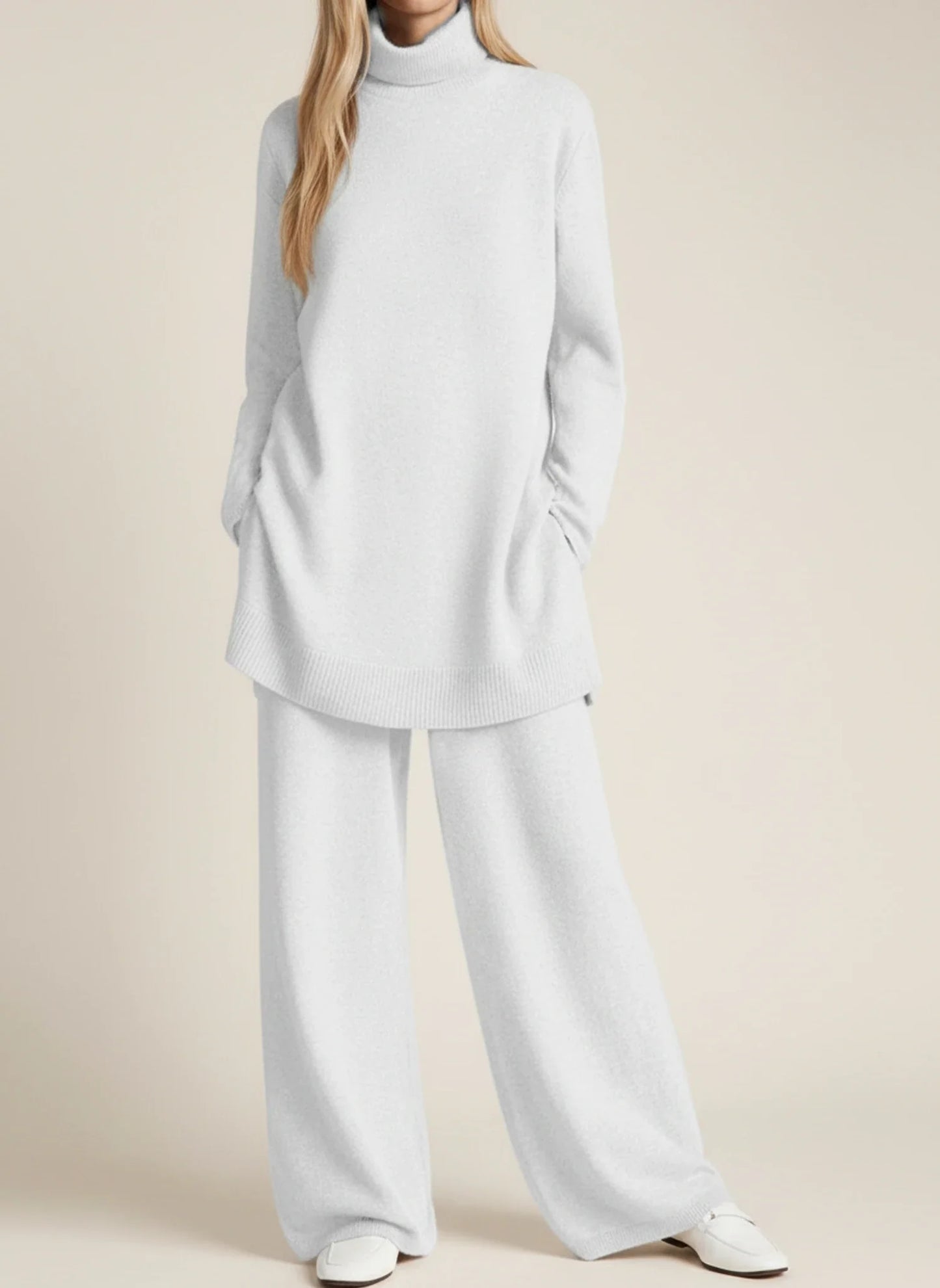 Ensemble pantalon femme à jambes larges, coupe décontractée