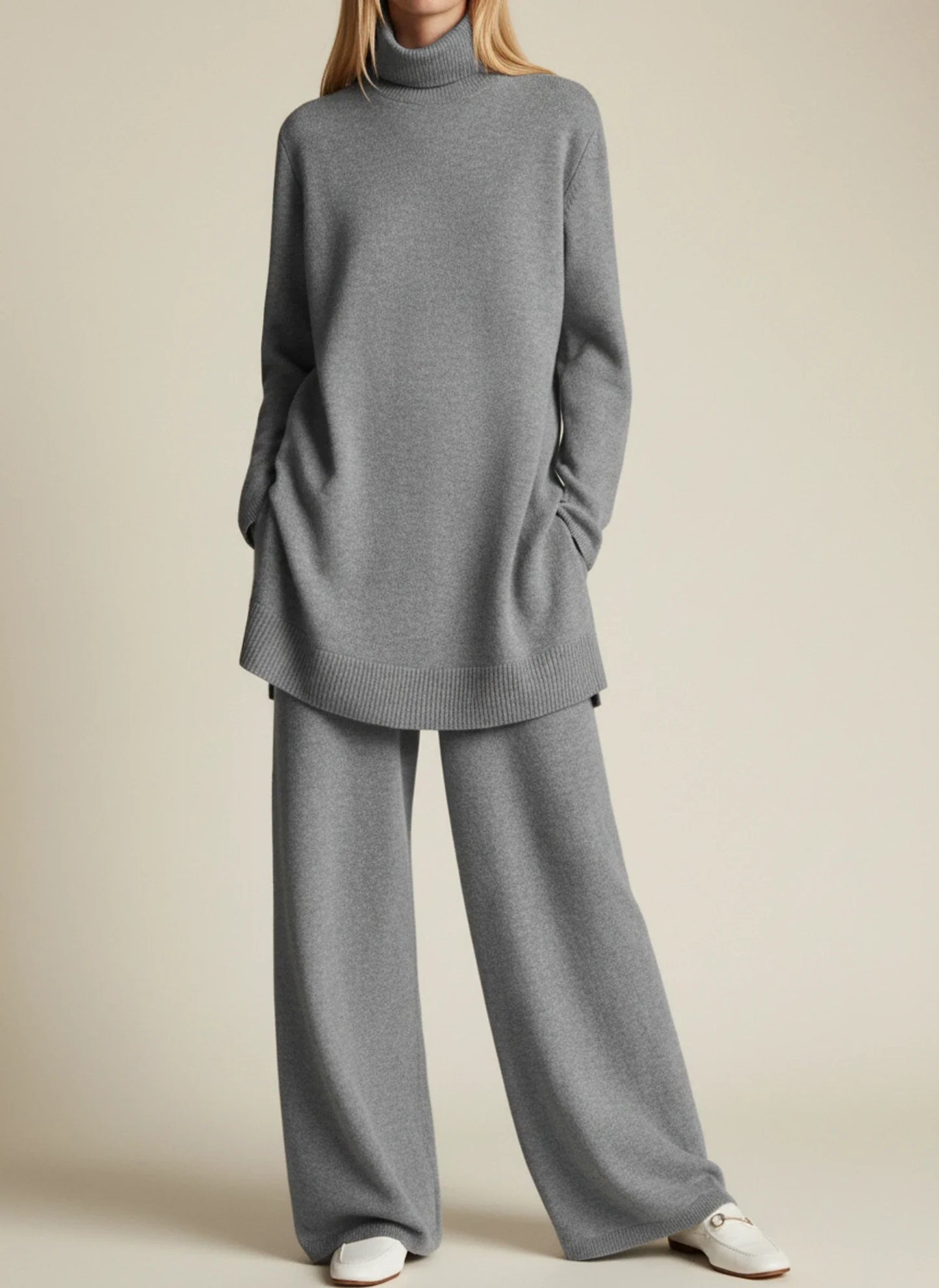 Ensemble pantalon femme à jambes larges, coupe décontractée