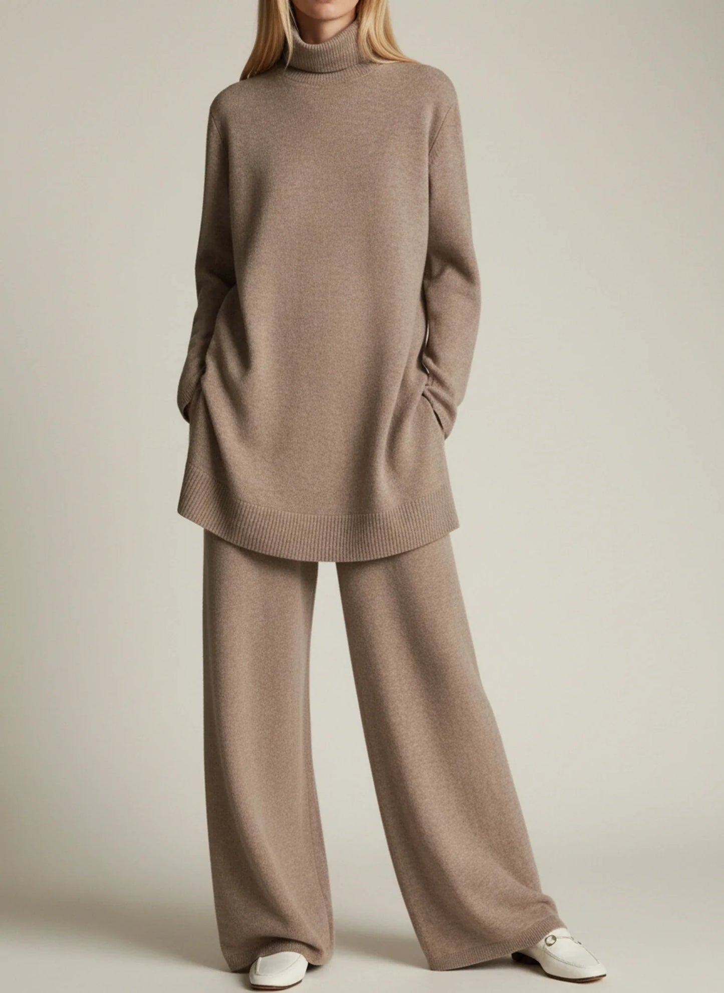 Ensemble pantalon femme à jambes larges, coupe décontractée