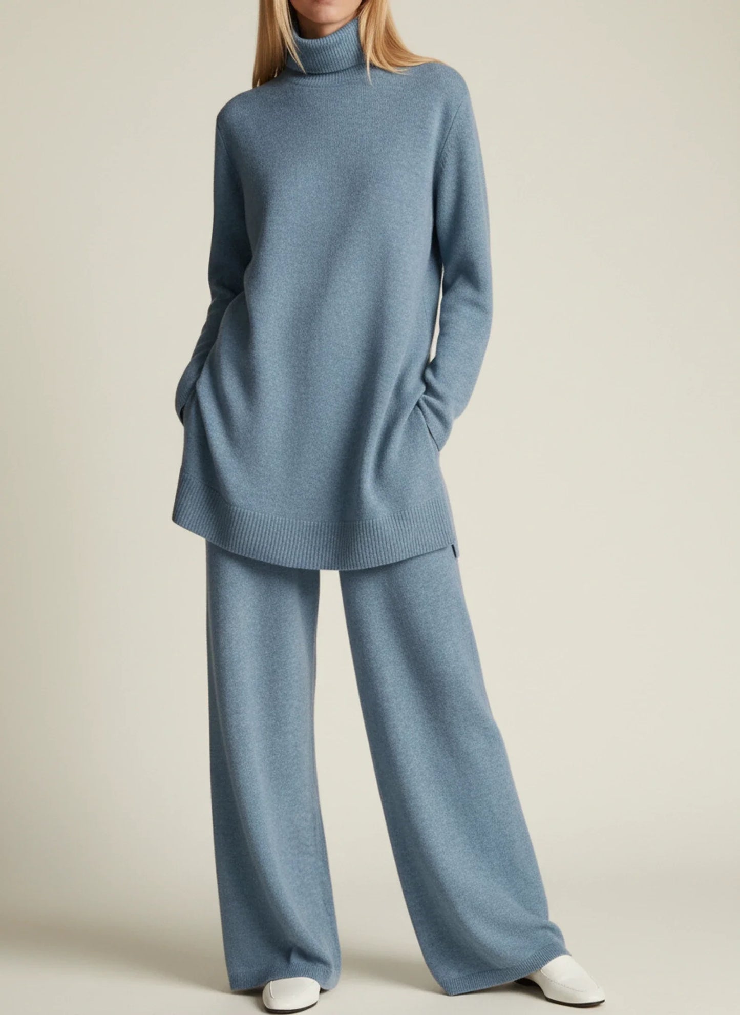 Ensemble pantalon femme à jambes larges, coupe décontractée