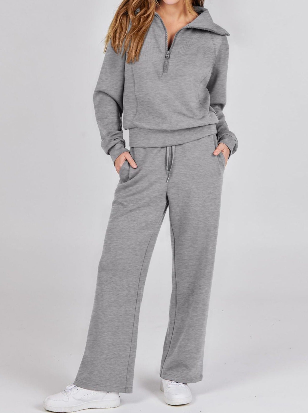 Ensemble sweat pour femme avec haut à enfiler et pantalon à jambes larges
