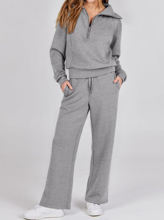 Ensemble sweat pour femme avec haut à enfiler et pantalon à jambes larges