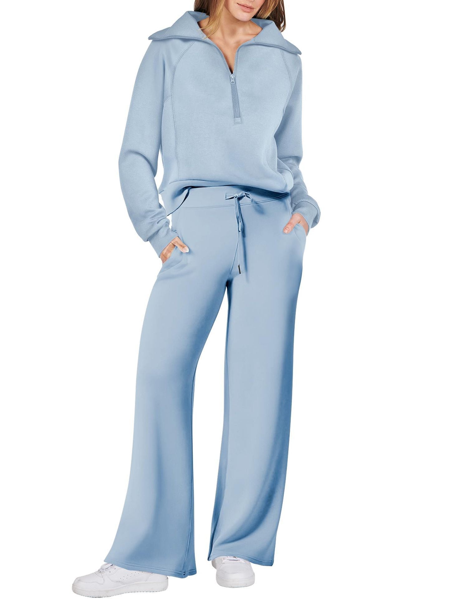 Ensemble sweat pour femme avec haut à enfiler et pantalon à jambes larges