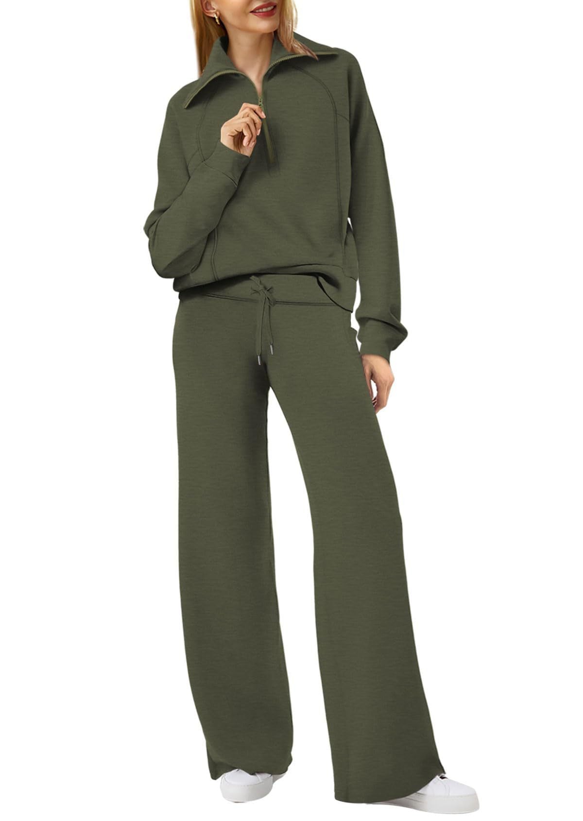 Ensemble sweat pour femme avec haut à enfiler et pantalon à jambes larges