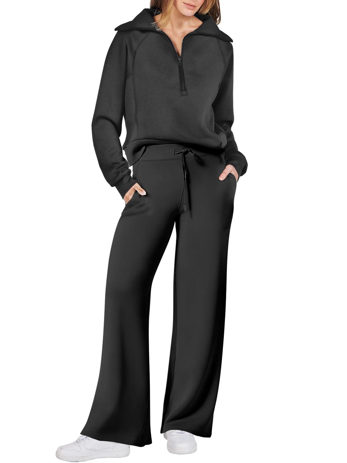 Ensemble sweat pour femme avec haut à enfiler et pantalon à jambes larges
