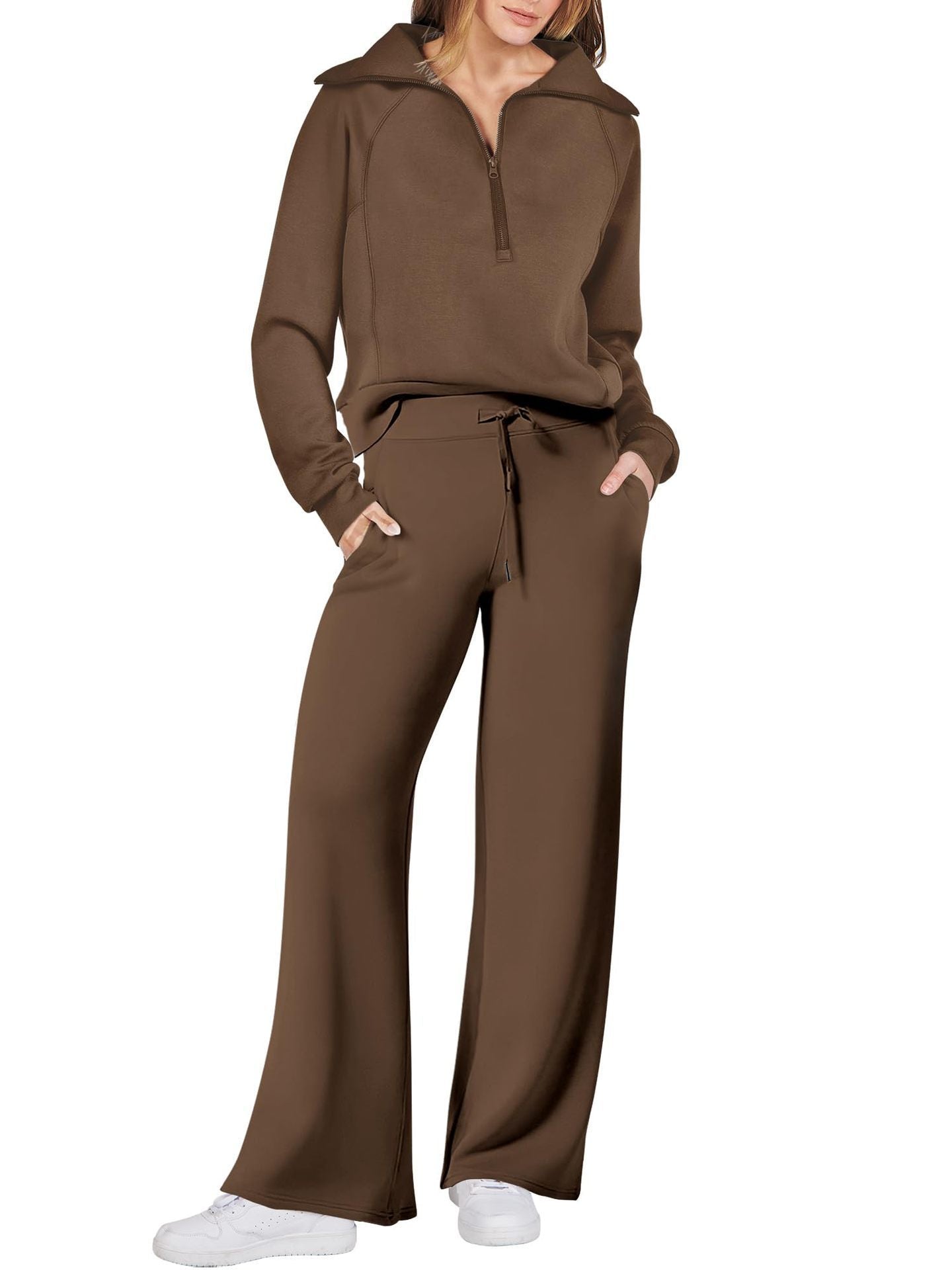 Ensemble sweat pour femme avec haut à enfiler et pantalon à jambes larges