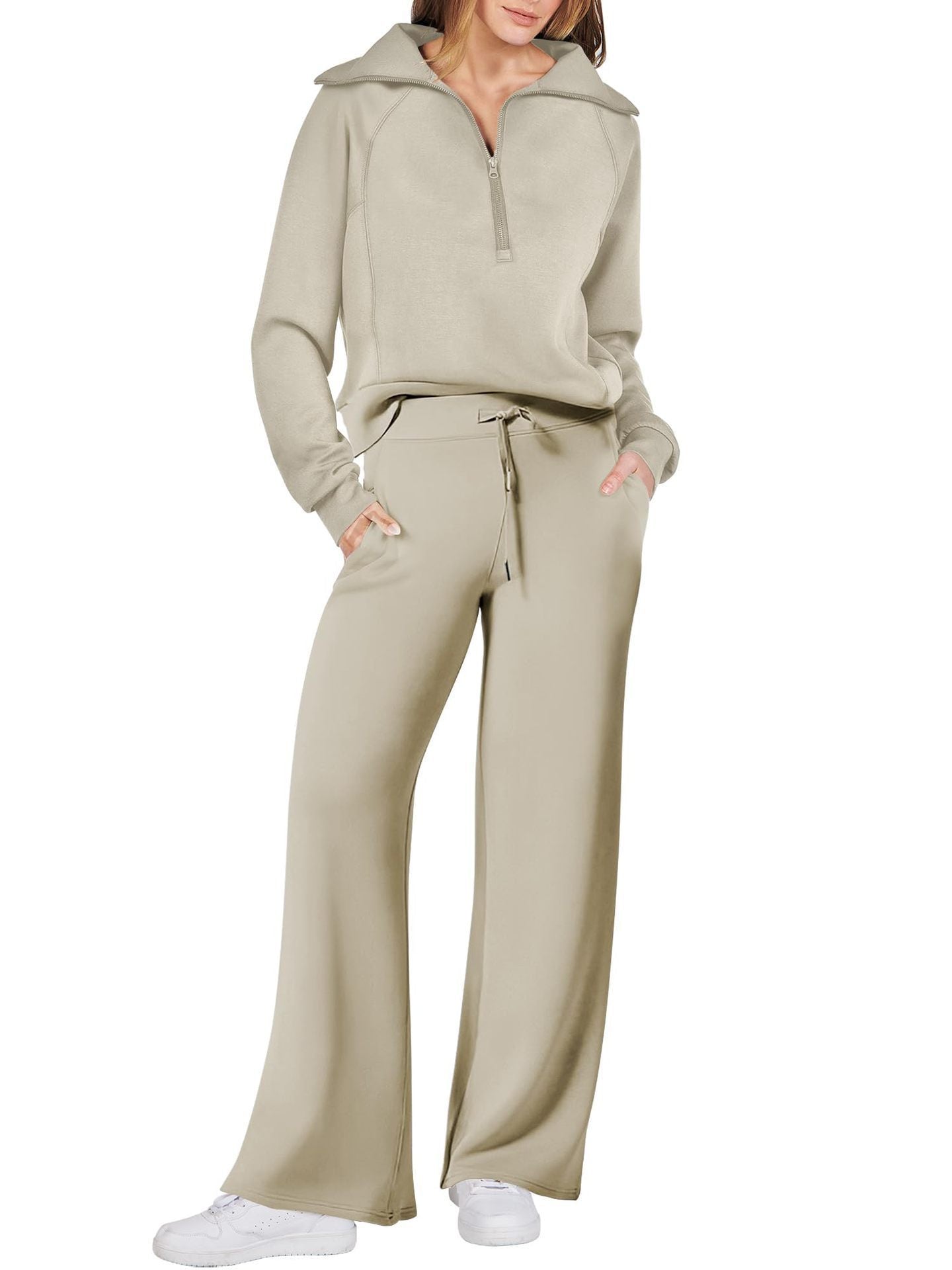 Ensemble sweat pour femme avec haut à enfiler et pantalon à jambes larges