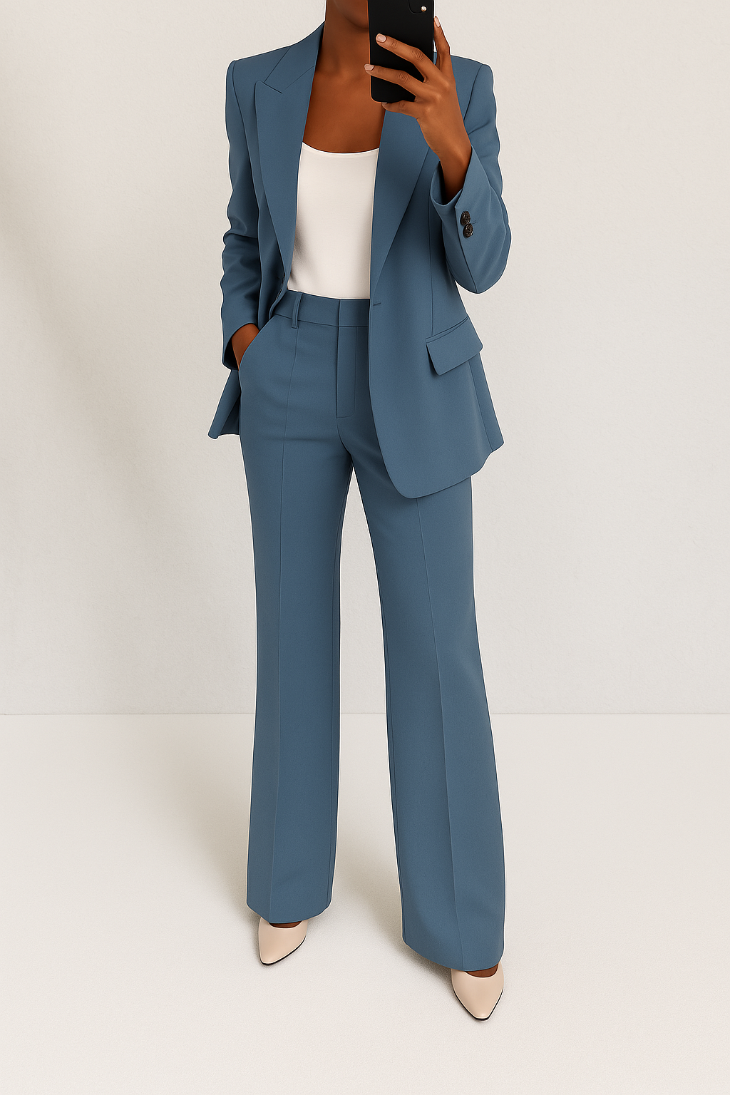 Ensemble tailleur à pantalon large femme