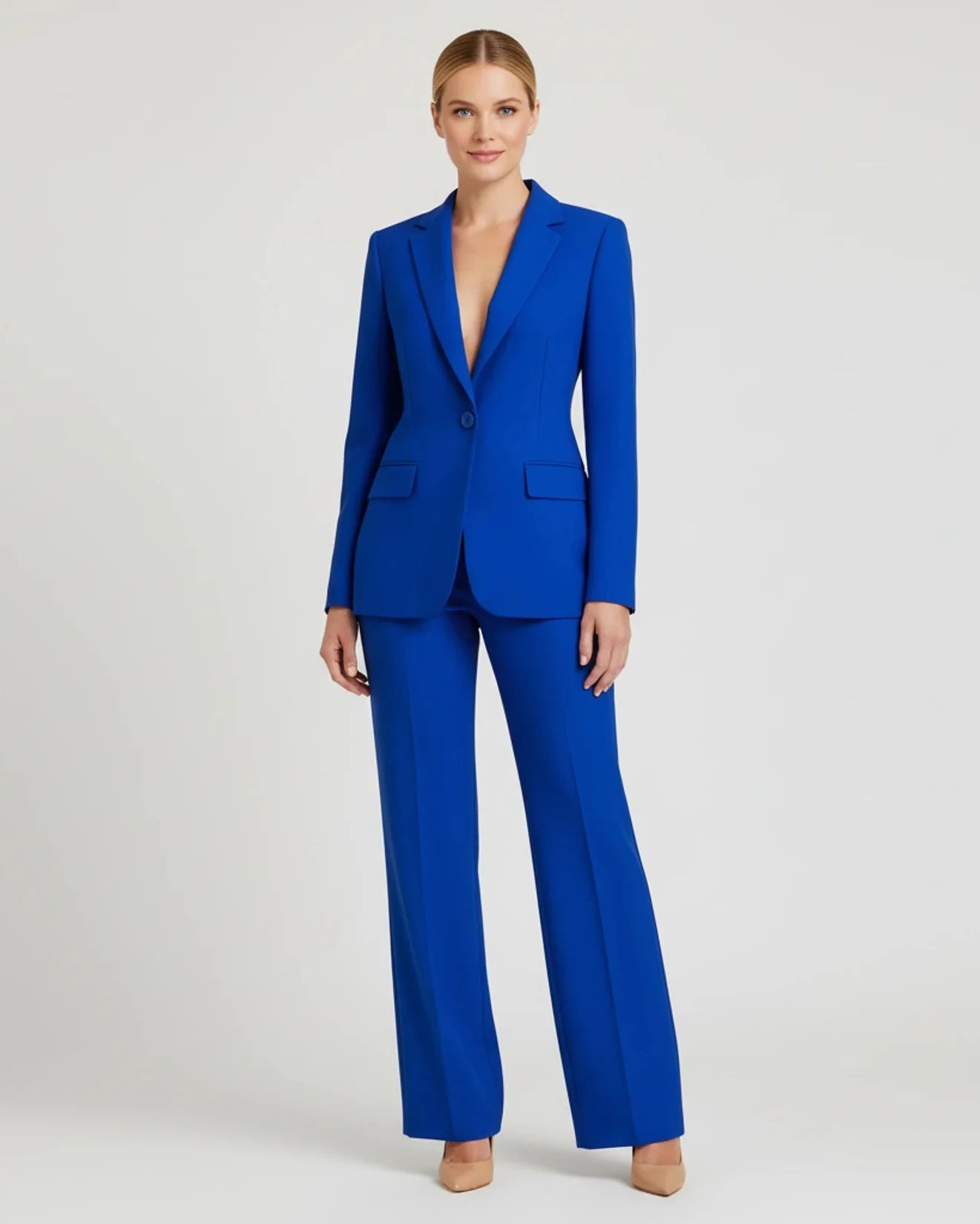 Ensemble tailleur chic pour femme à blazer long cintré