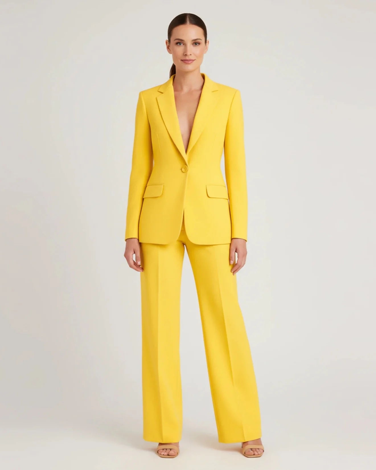 Ensemble tailleur chic pour femme à blazer long cintré