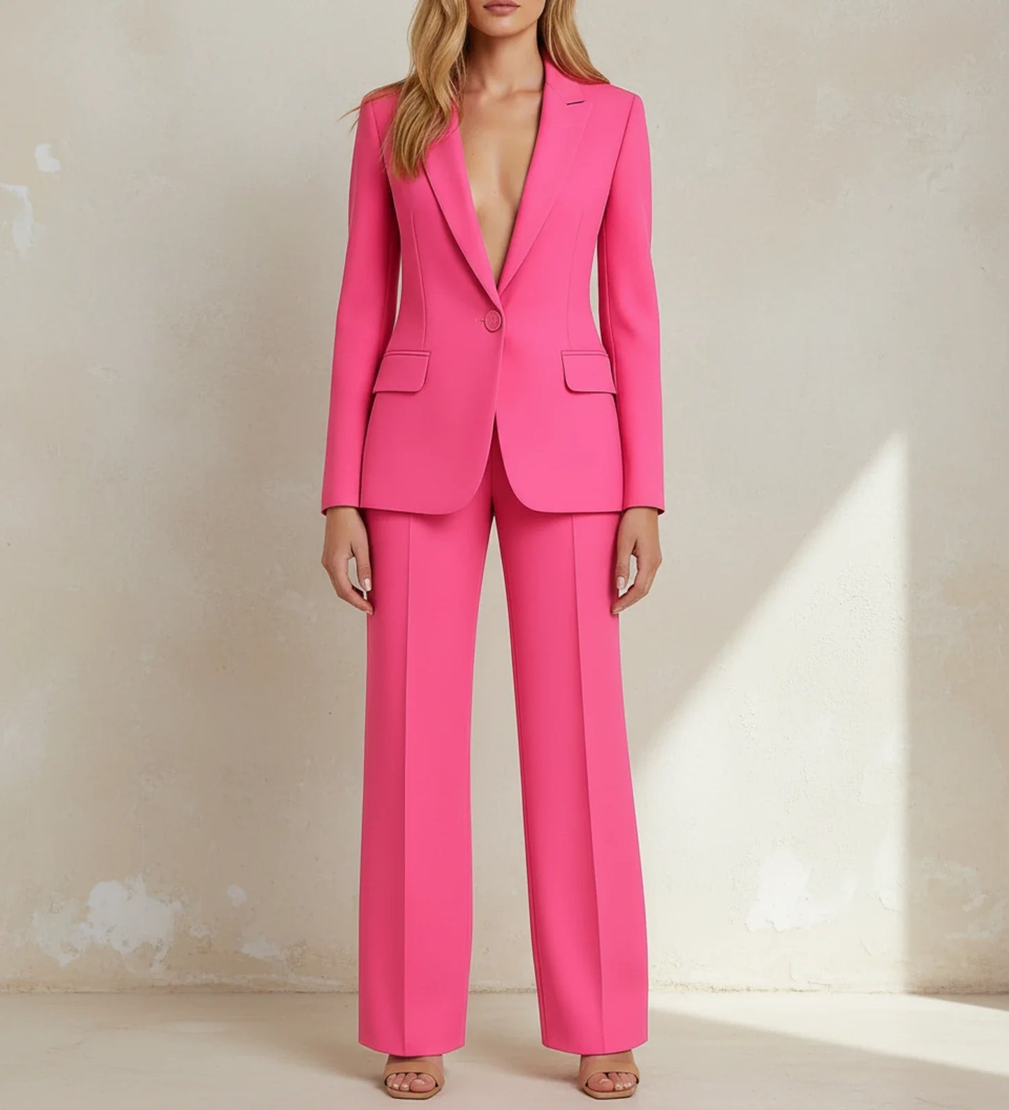 Ensemble tailleur chic pour femme à blazer long cintré