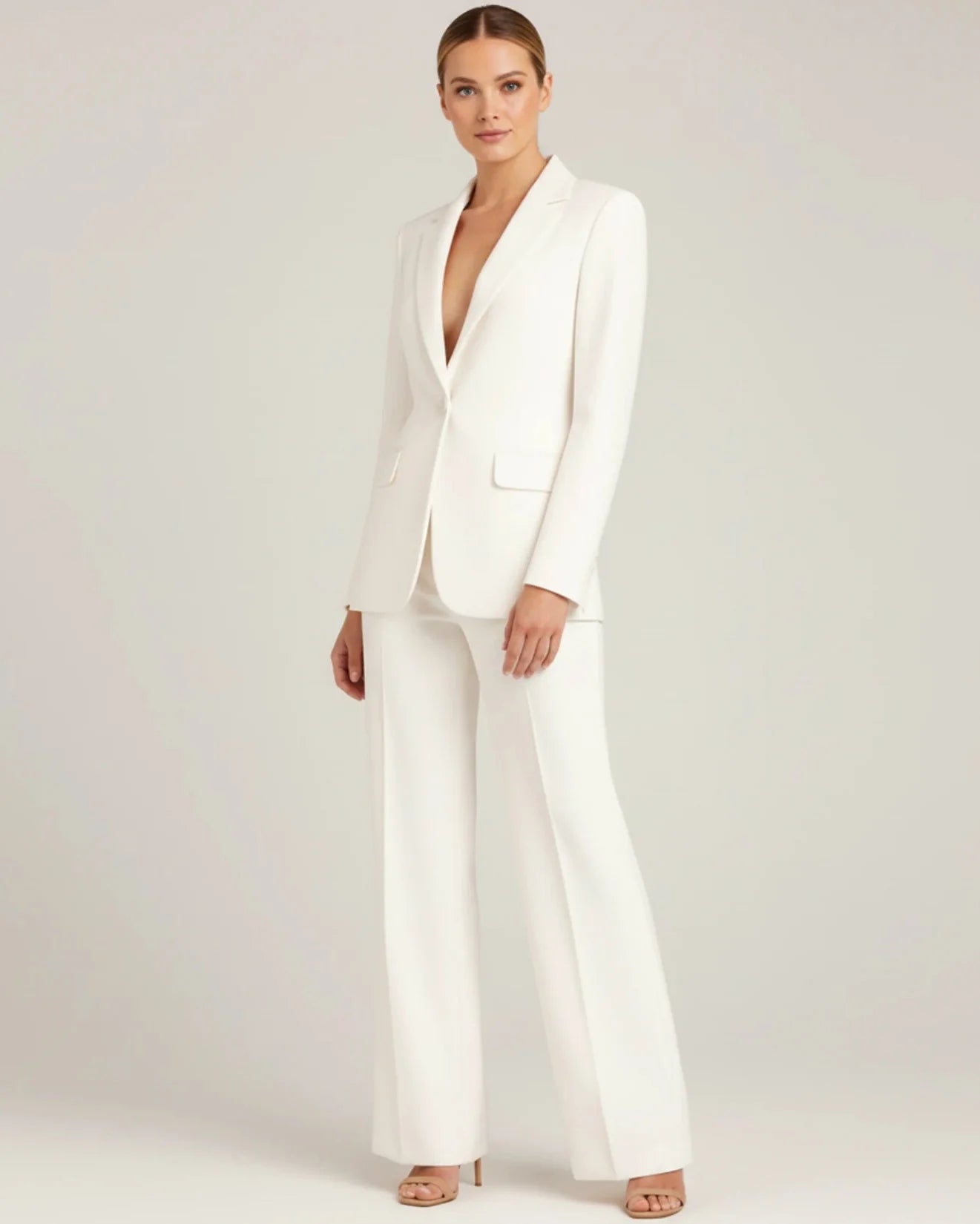 Ensemble tailleur chic pour femme à blazer long cintré