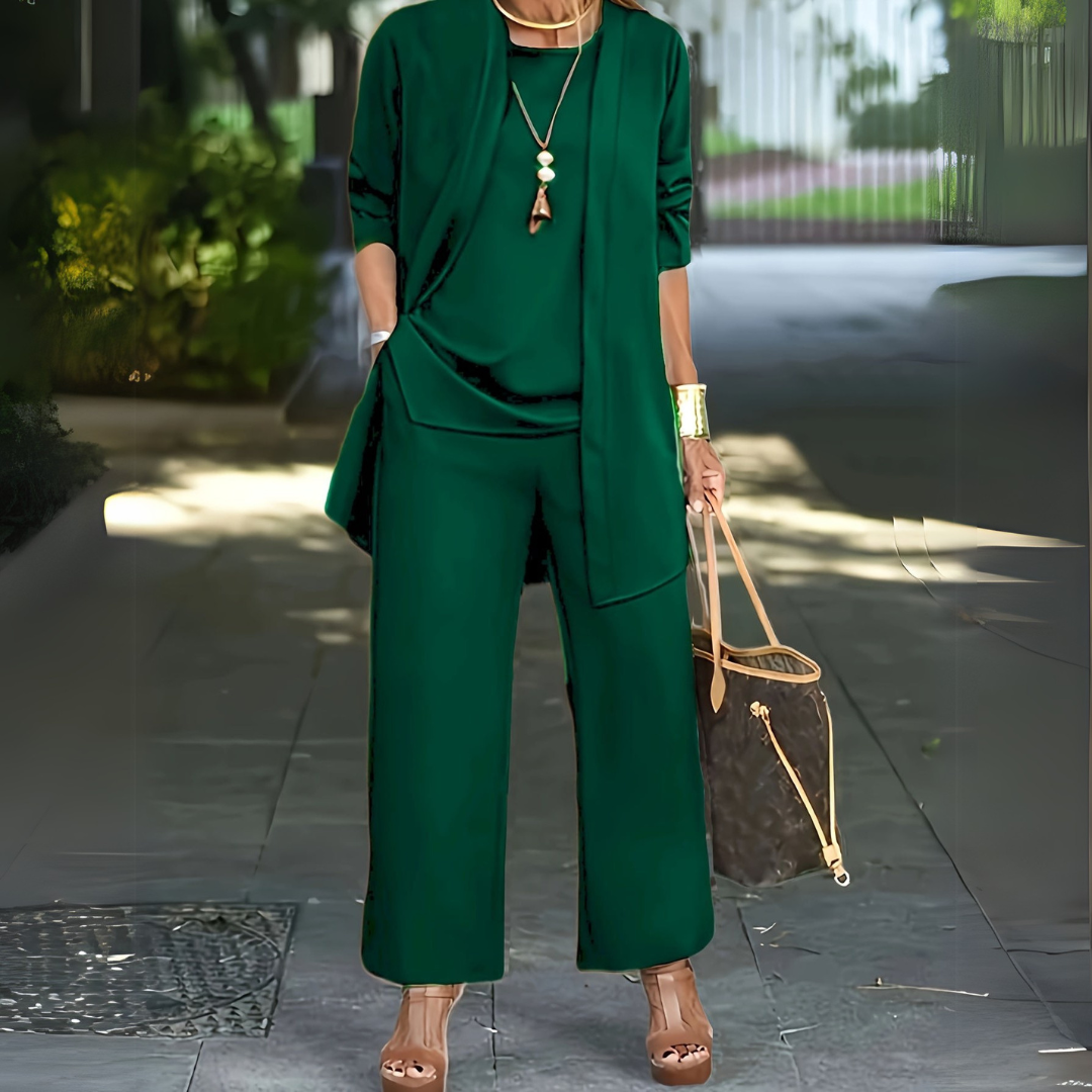 Ensemble trois pièces à pantalon large pour femme