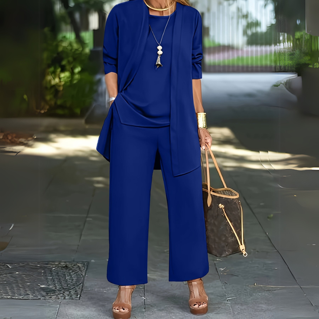 Ensemble trois pièces à pantalon large pour femme