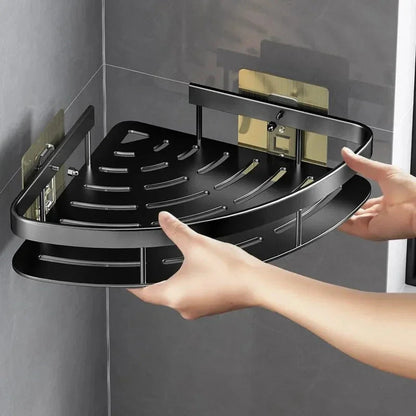 Étagère d’angle en aluminium pour salle de bains – organiseur fonctionnel pour shampoing et accessoires