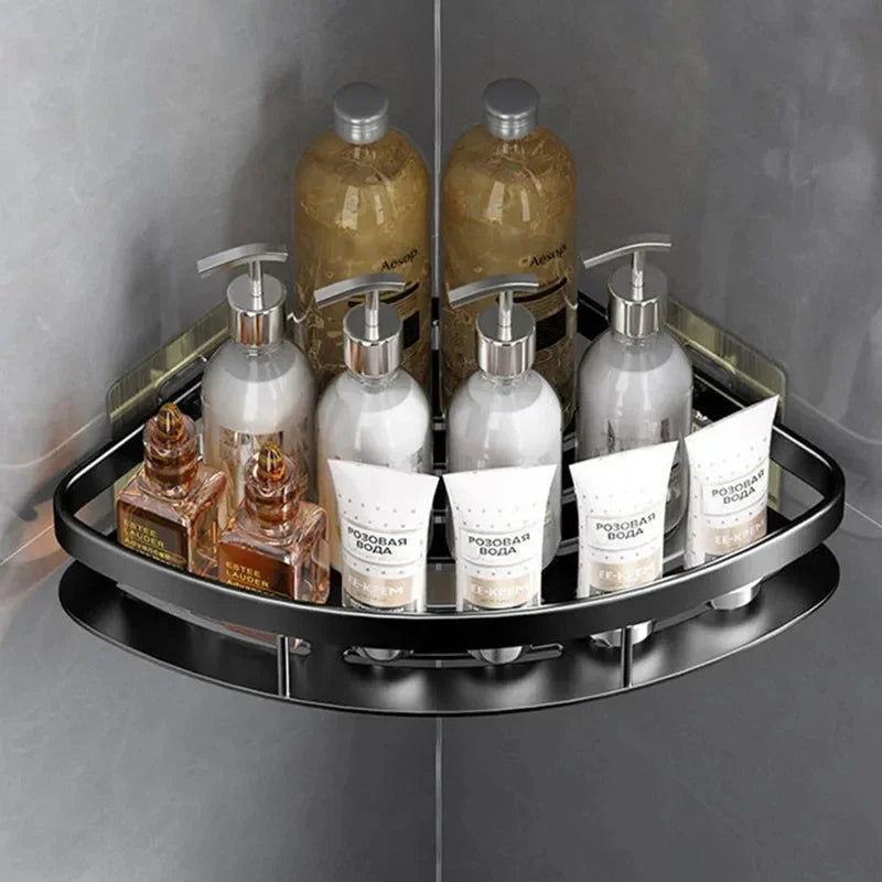 Étagère d’angle en aluminium pour salle de bains – organiseur fonctionnel pour shampoing et accessoires